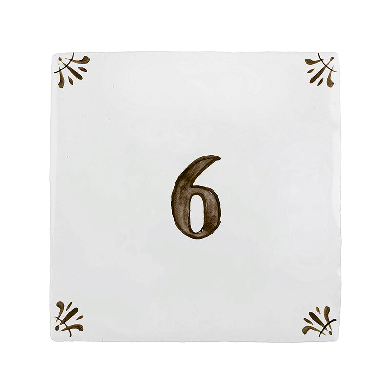 Number 6 Delft Tile