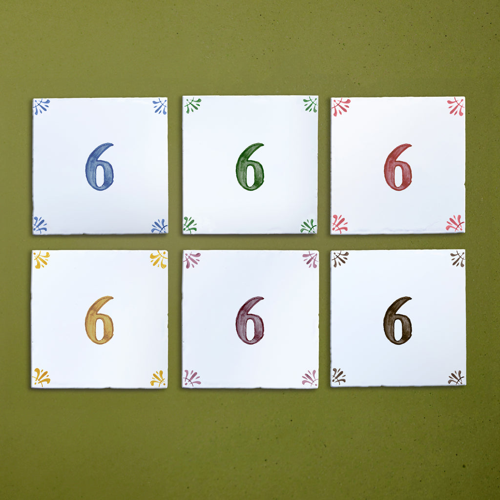 Number 6 Delft Tile