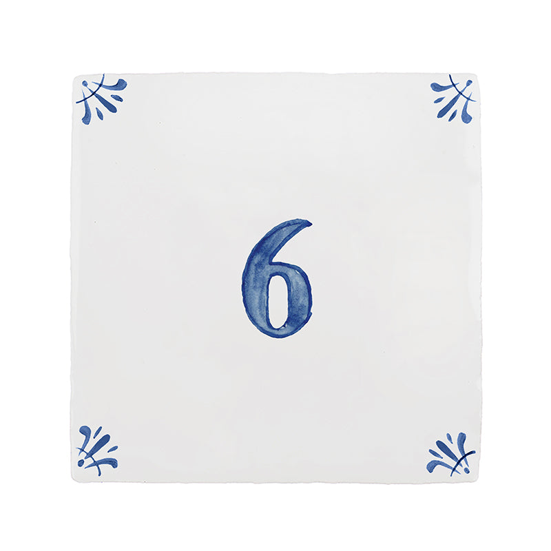 Number 6 Delft Tile