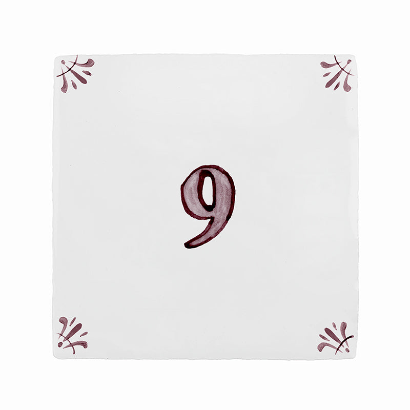 Number 9 Delft Tile