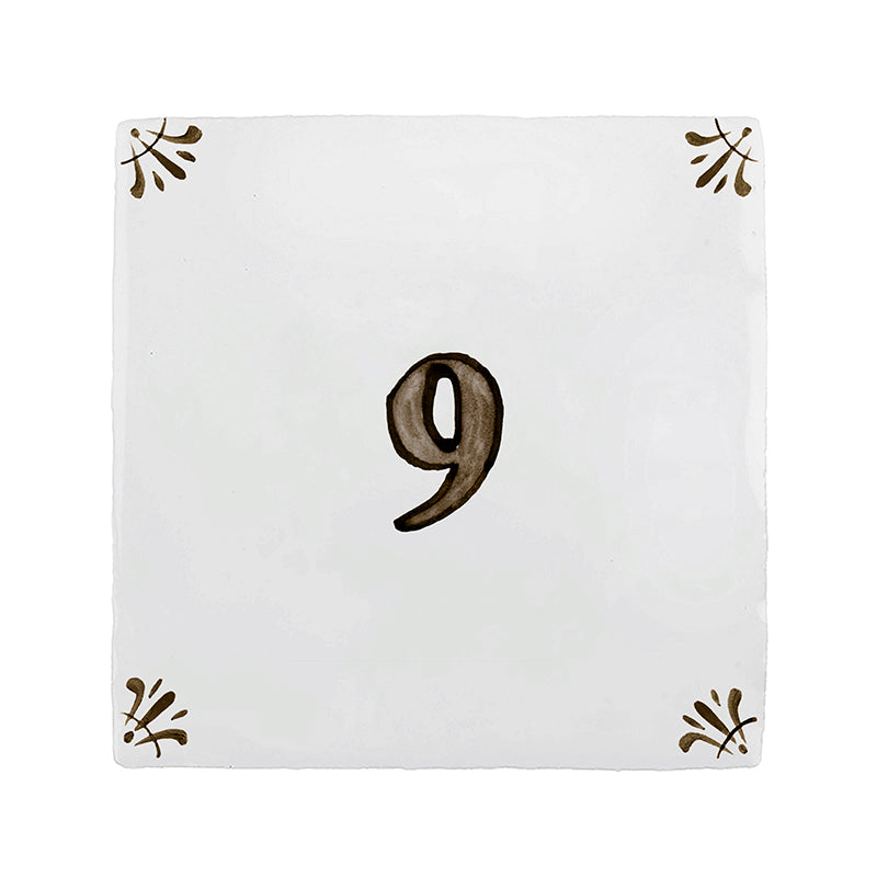 Number 9 Delft Tile
