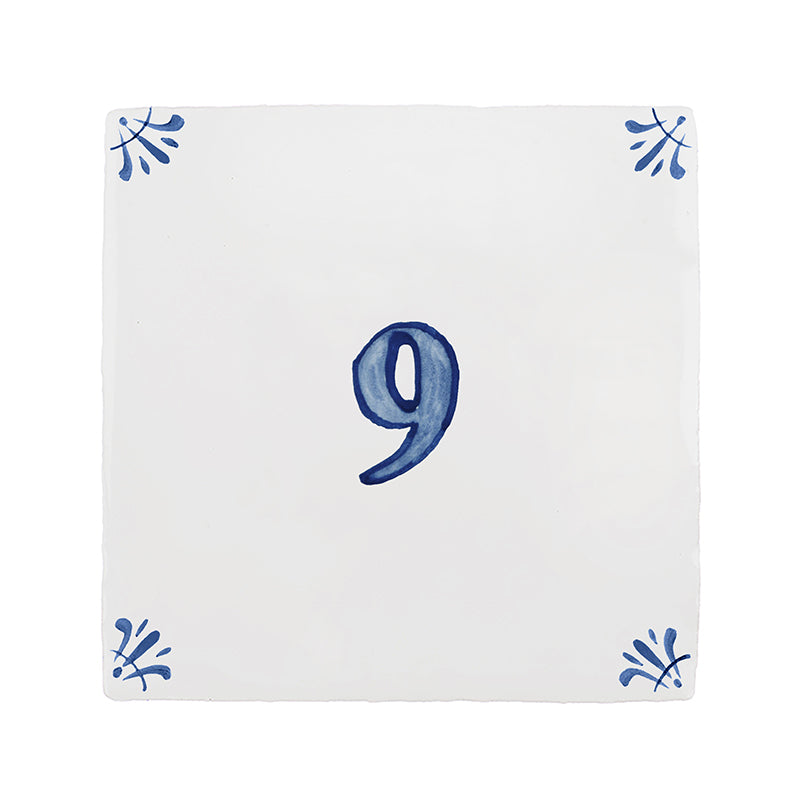 Number 9 Delft Tile