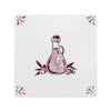 Decorative tile with an Olive oil bottle and leaf design on a white background