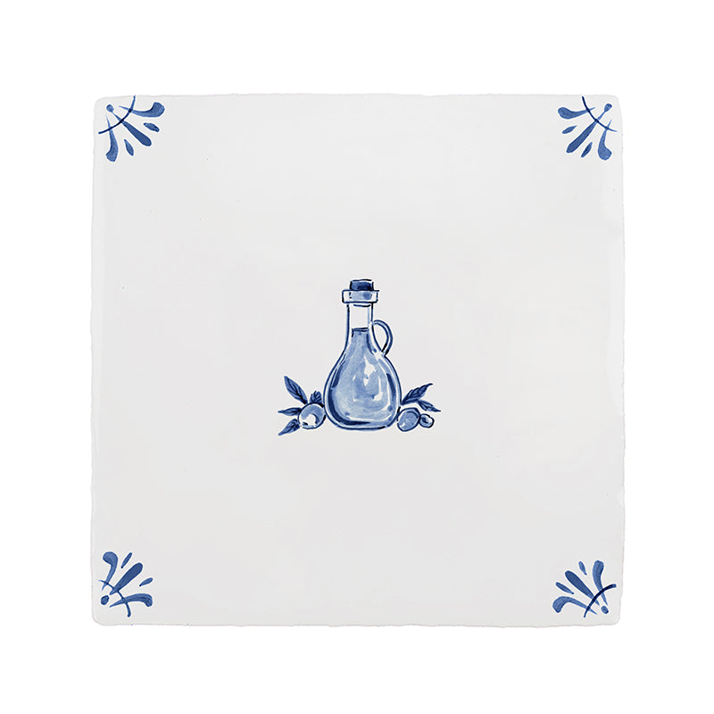 Olive Oil Delft Tile Sample, 15cm Blue