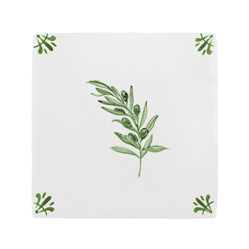 Olive Branch Delft Tile