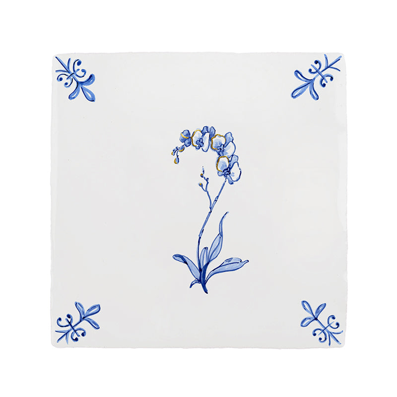Orchid Delft Tile, Gold Lustre
