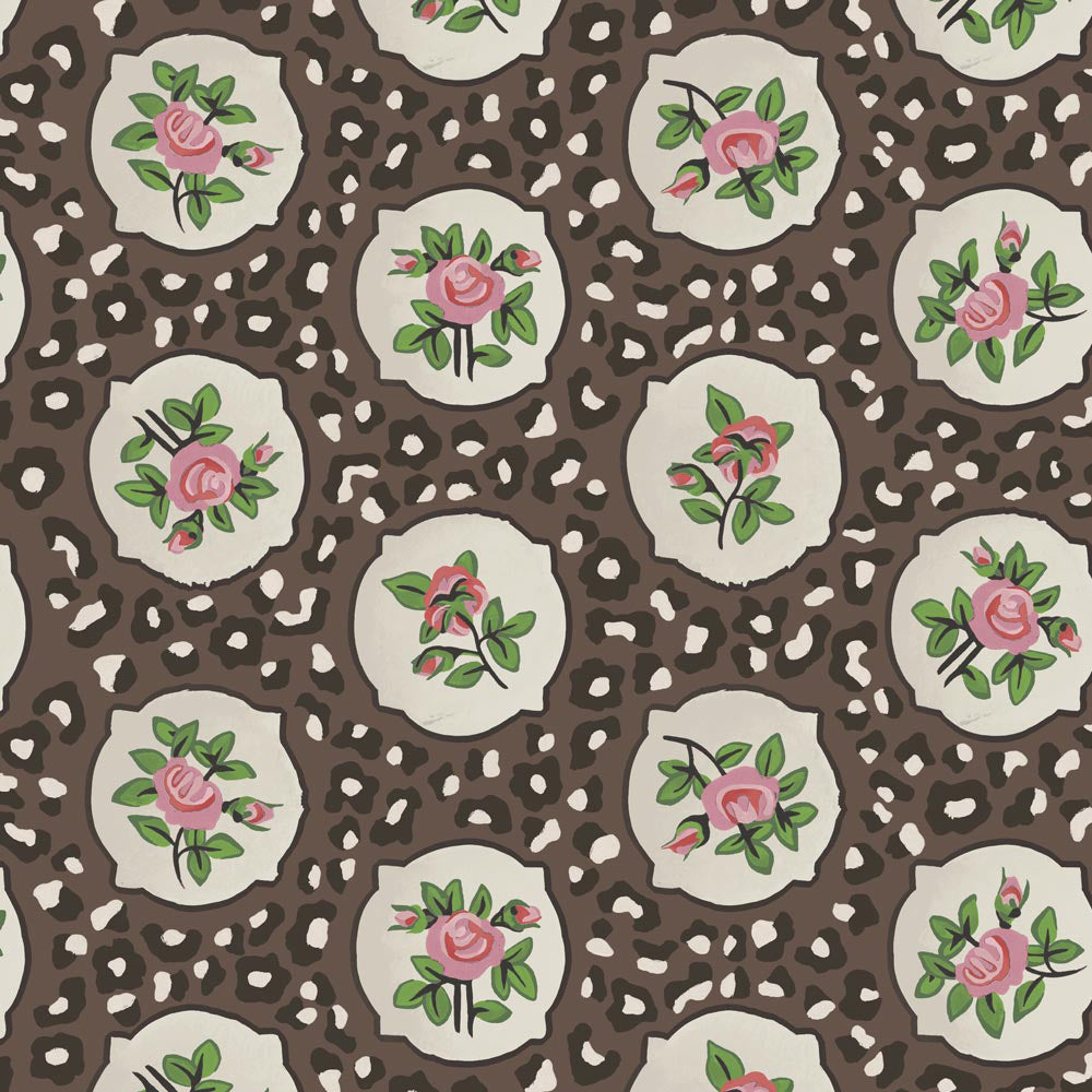 Leopard and Roses Wallpaper