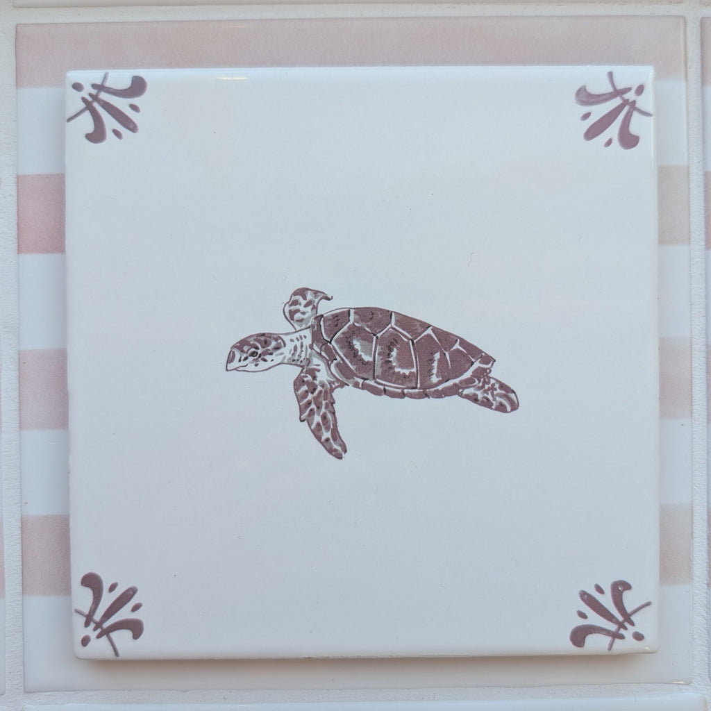 End of Line, Turtle Delft Tile, Manganese