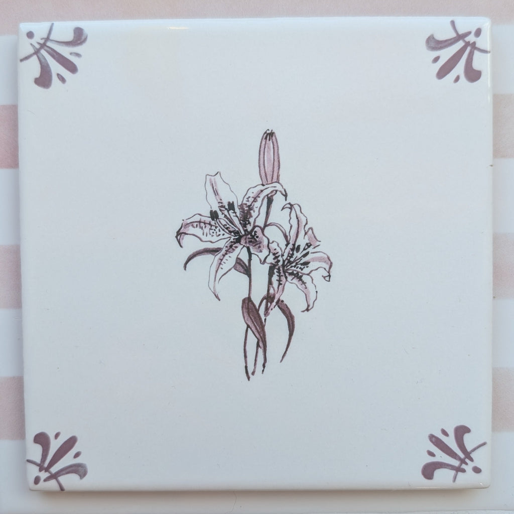 End of Line, Lily Delft Tile, Manganese