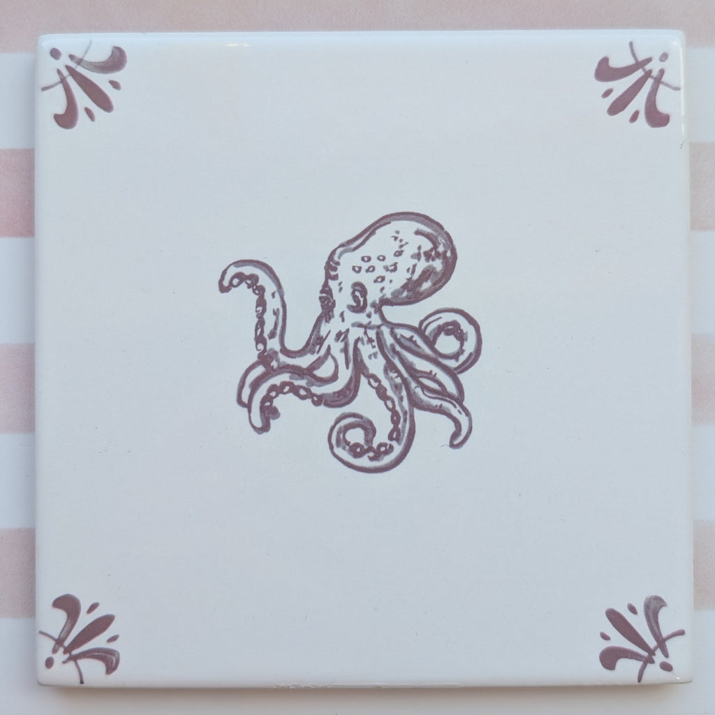 End of Line, Octopus Delft Tile, Manganese
