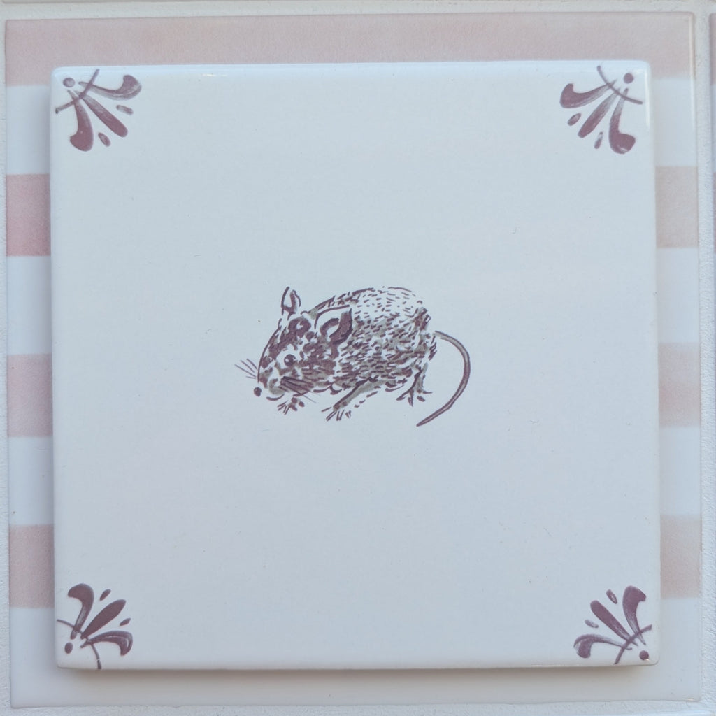 End of Line, Field Mouse Delft Tile, Manganese