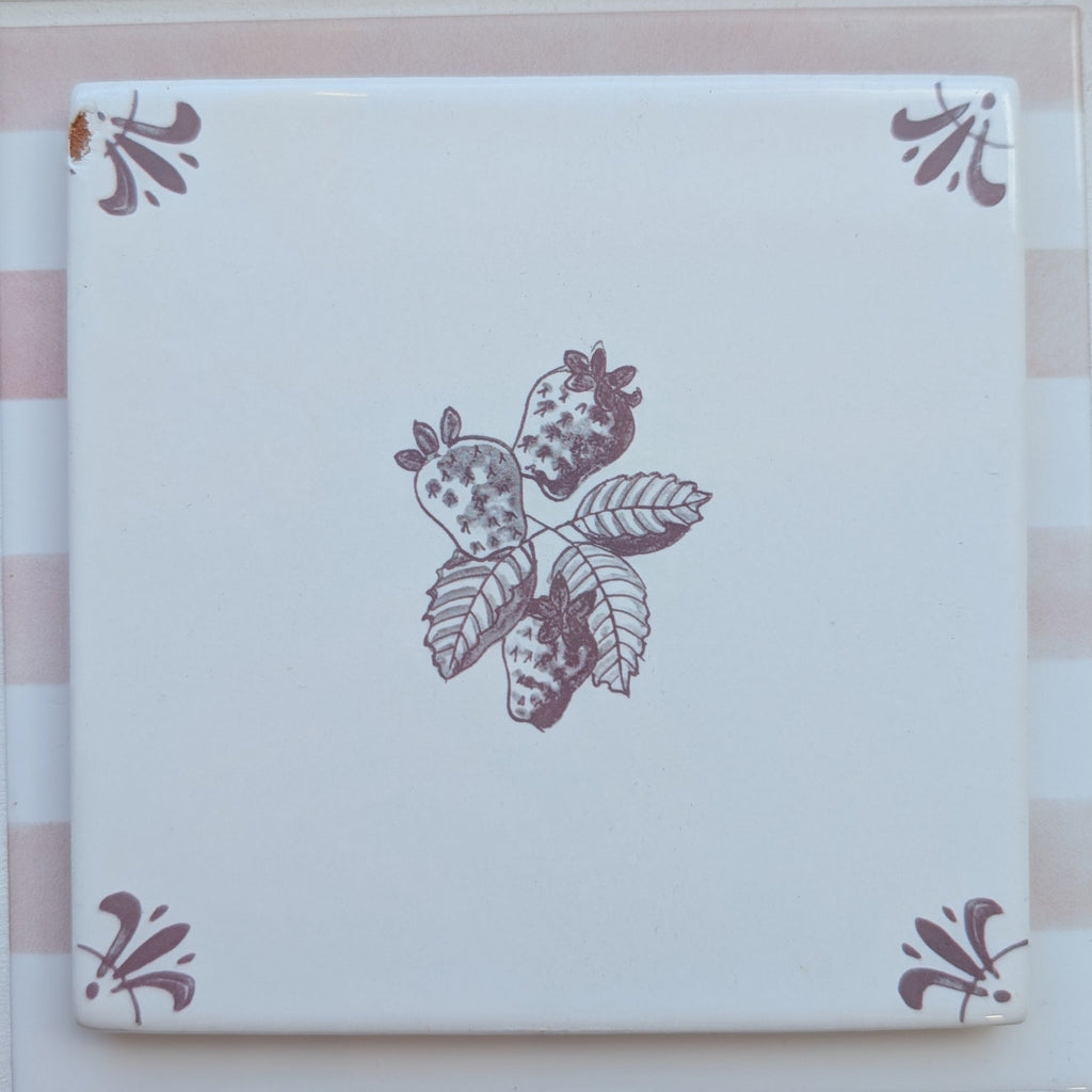 Seconds Wild Strawberries Delft Tile, Manganese