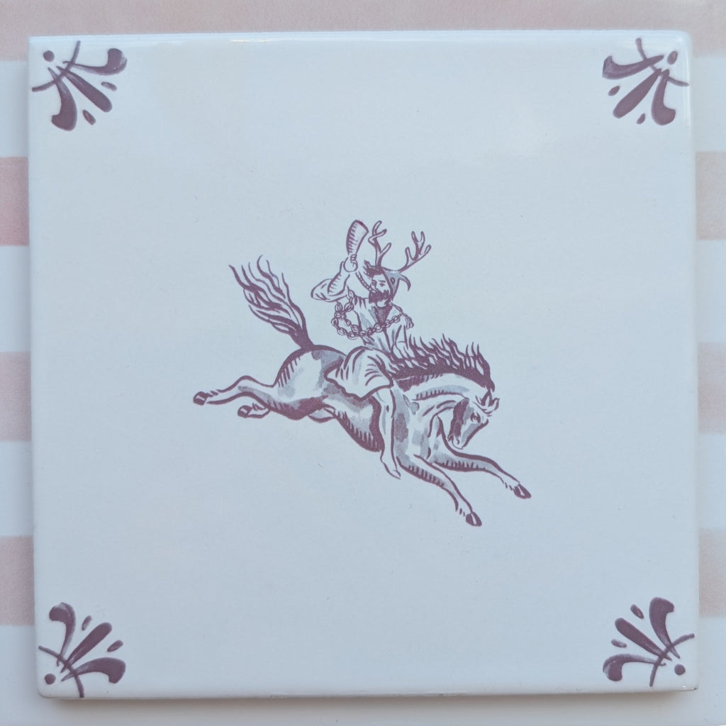 End of Line, Herne the Hunter Delft Tile, Manganese