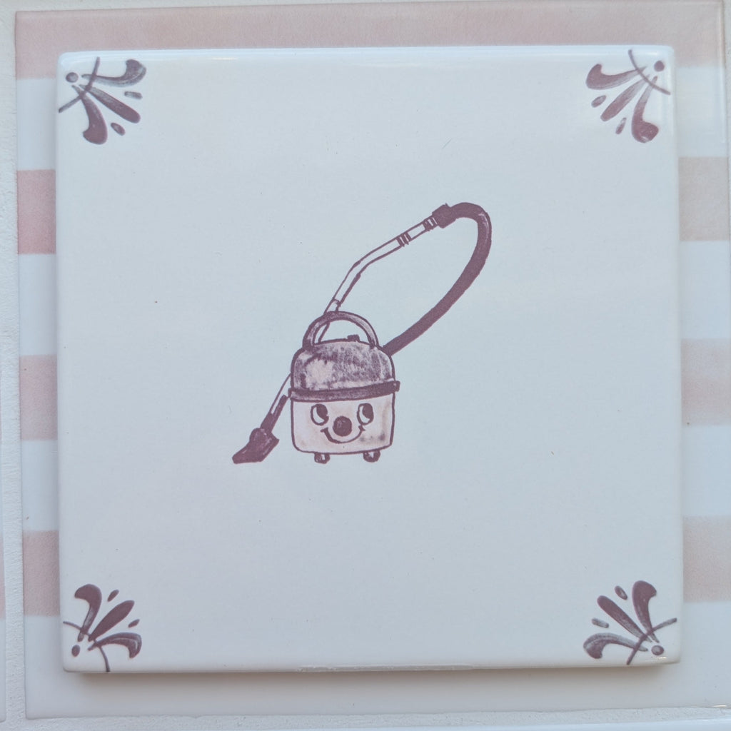 End of Line, The Happy Hoover Delft Tile, Manganese