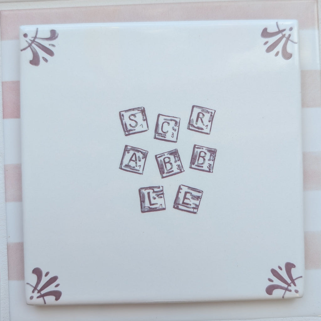 End of Line, Word Game Delft Tile, Manganese
