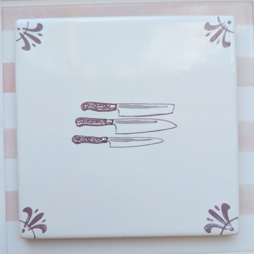 End of Line, Kitchen Knives Delft Tile, Manganese
