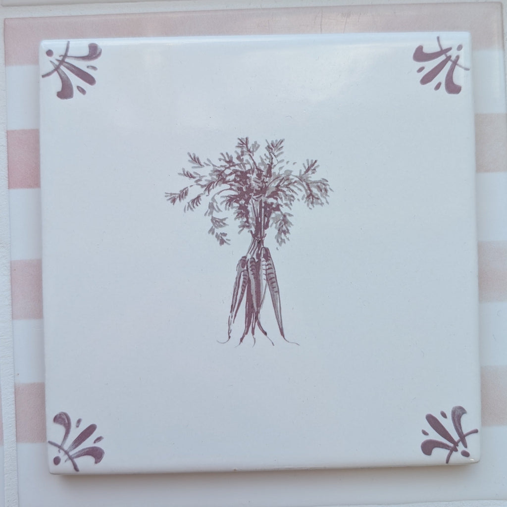 End of Line, Bunch of Carrots Delft Tile, Manganese