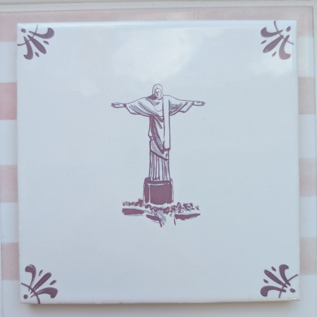 End of Line, Christ the Redeemer Delft Tile, Manganese