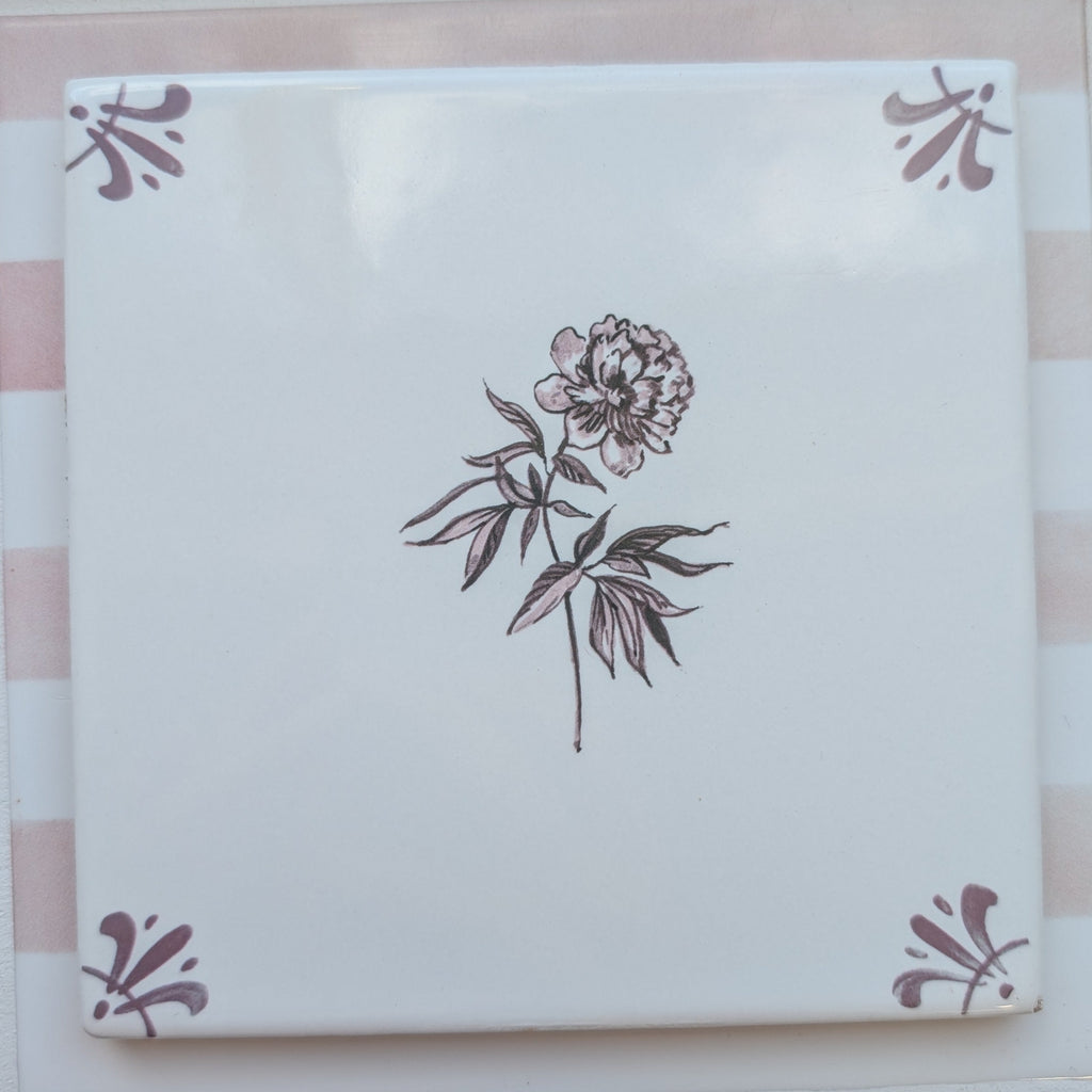 End of Line, Peony Delft Tile, Manganese