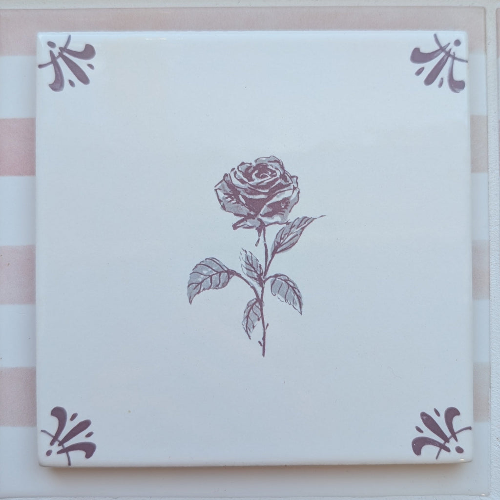 End of Line, Rose Delft Tile, Manganese