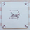 End of Line, Vinyl Record Player Delft Tile, Manganese
