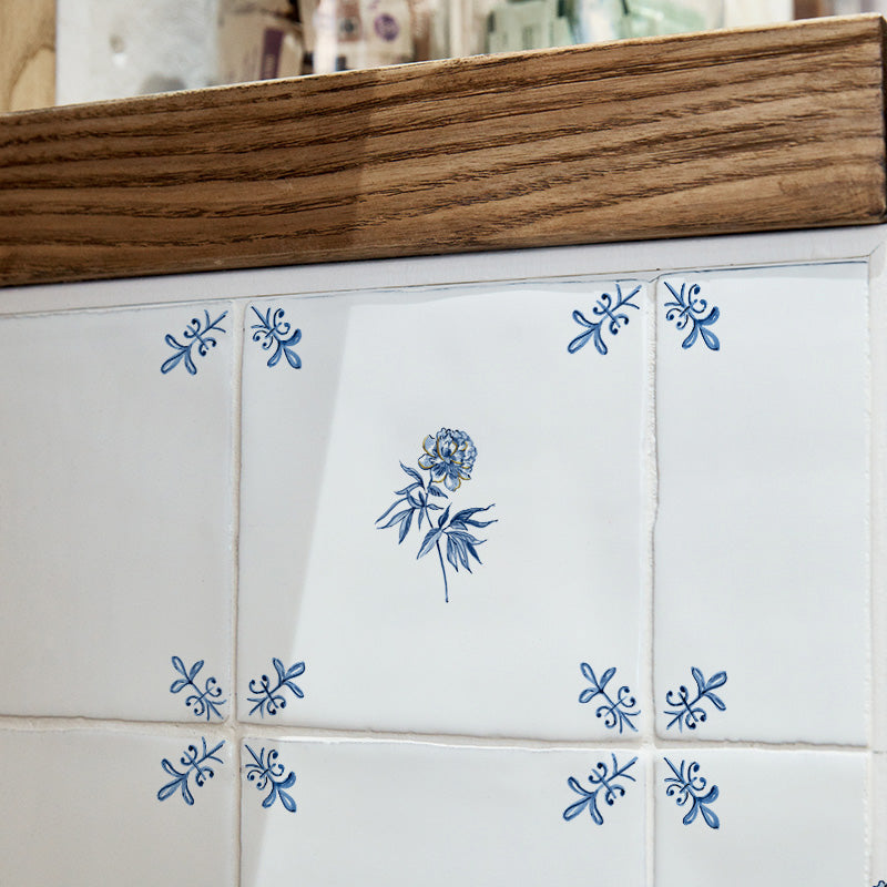 Peony Delft Tile, Gold Lustre