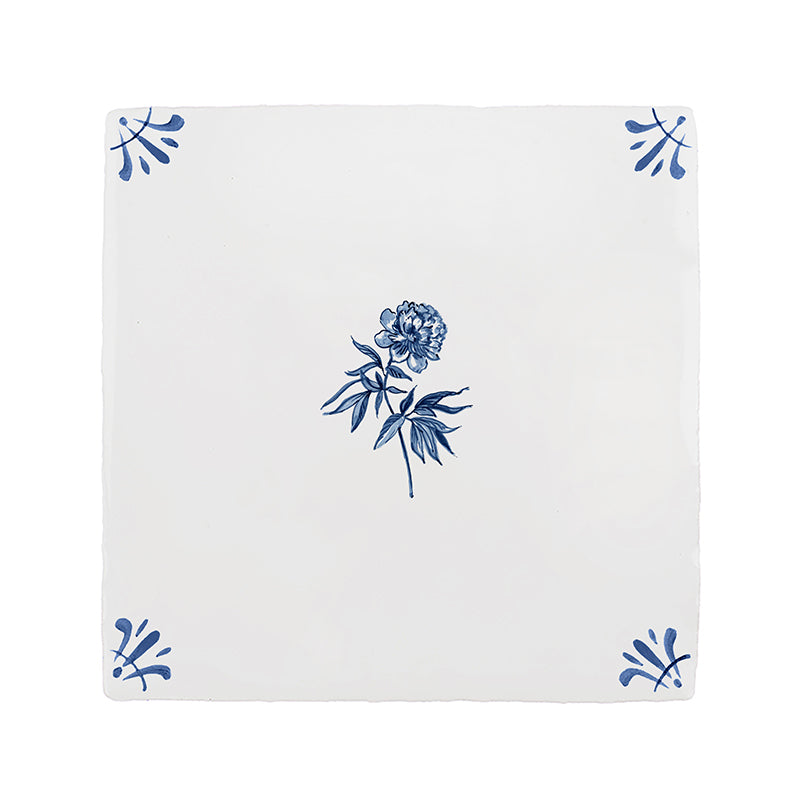Peony Delft Tile Sample, Blue
