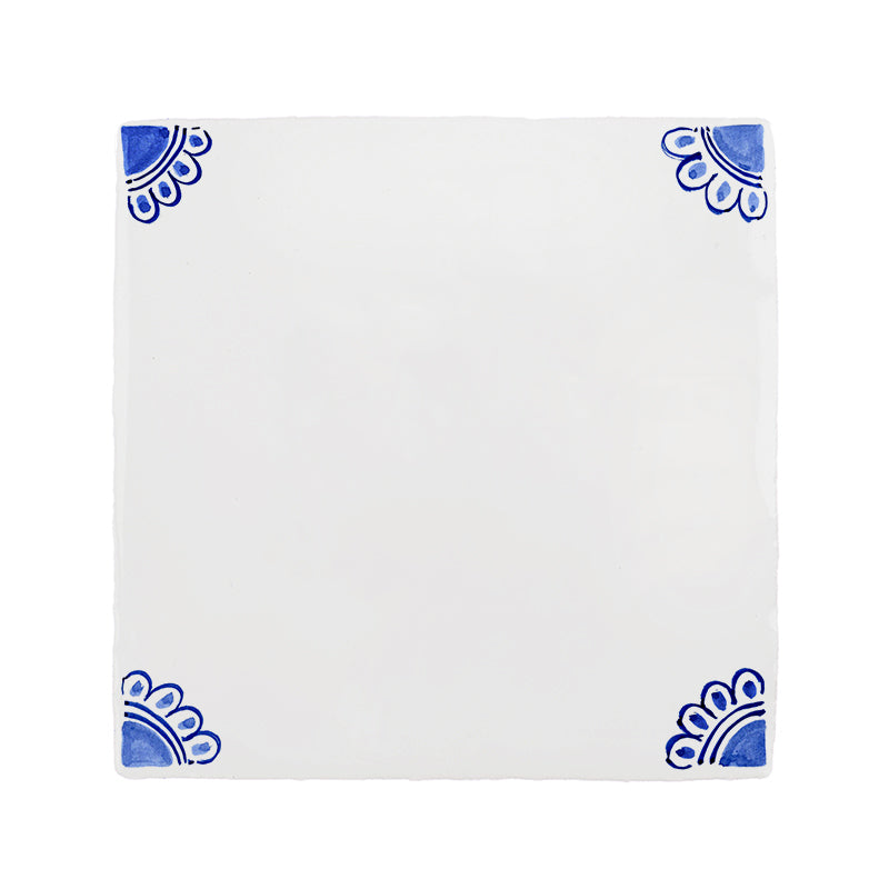 Petal Corners Only Delft Tile, Blue