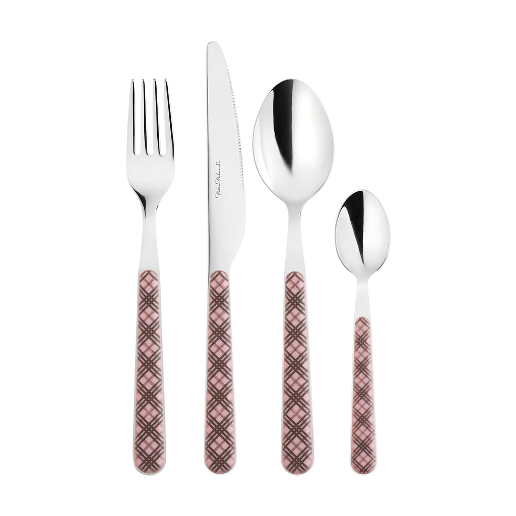 Tartan Cutlery, 4 Piece Set, Pink