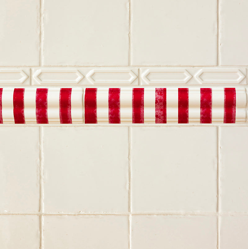 Pinstripe Dado Trim, Delft Crimson