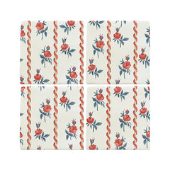 Poles & Roses II Tiles, Chantilly- Set of 4