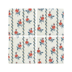 Poles & Roses II Tiles, Courances- Set of 4