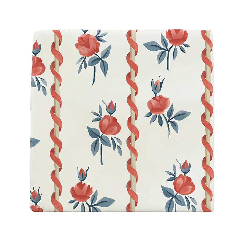 Poles & Roses II Tiles, Chantilly- Set of 4