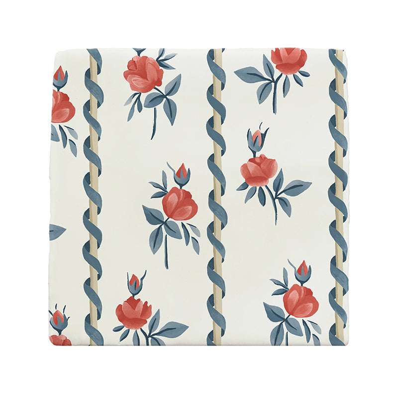 Poles & Roses II Tiles, Set of 4, Courances