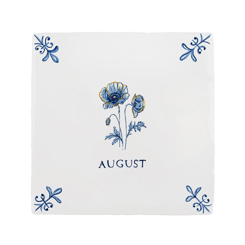 Poppy Delft Tile, Gold Lustre