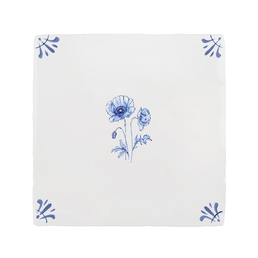 Poppy Delft Tile, 15cm Sample
