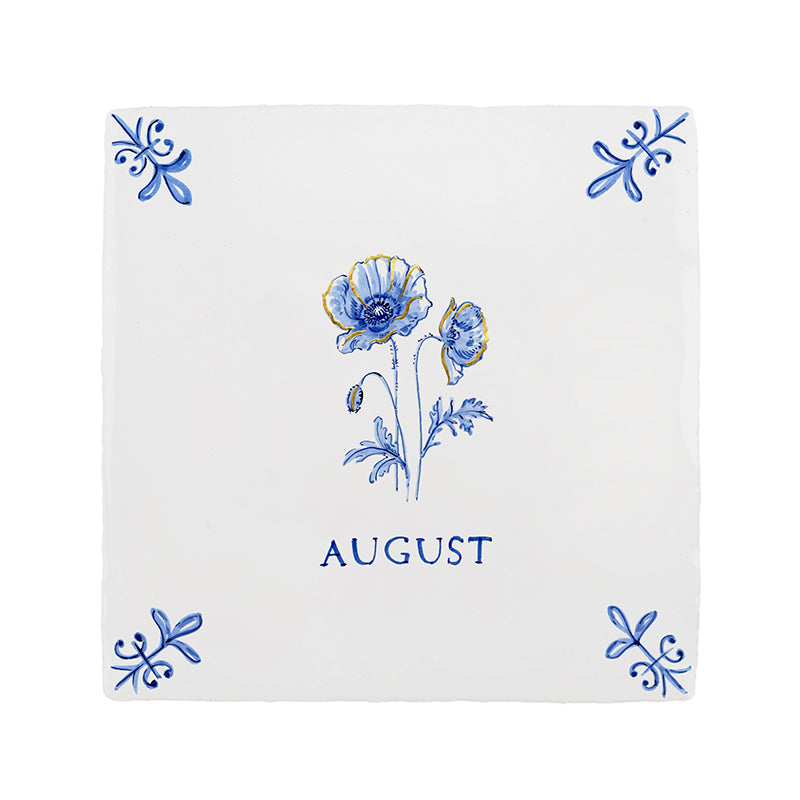 Poppy Delft Tile, Gold Lustre