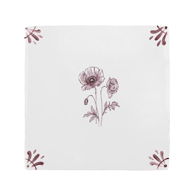 Poppies Delft Tile
