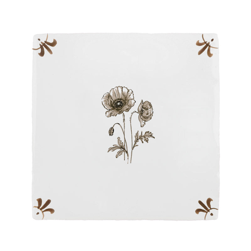 Poppies Delft Tile