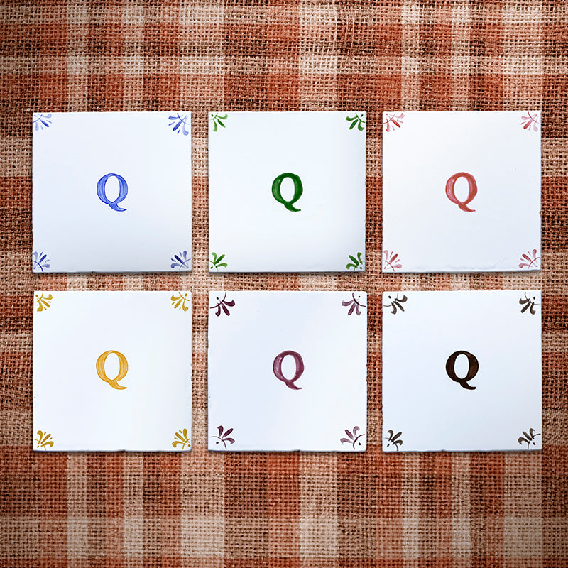 Alphabet Q Delft Tile