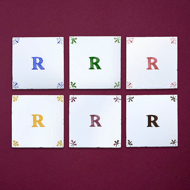 Alphabet R Delft Tile