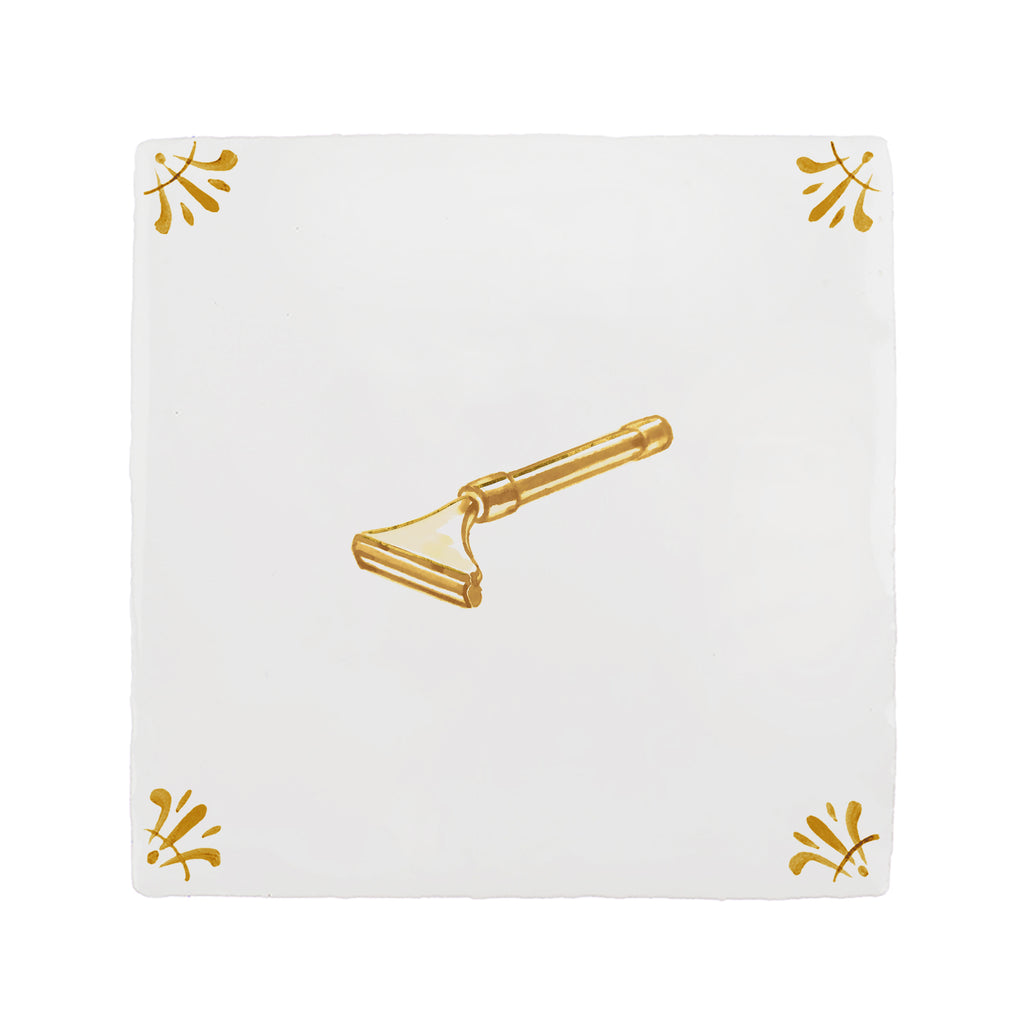 Razor Delft Tile, Gold Lustre