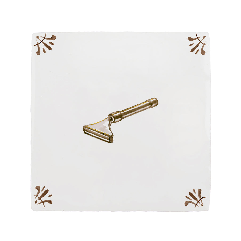 Razor Delft Tile, Gold Lustre