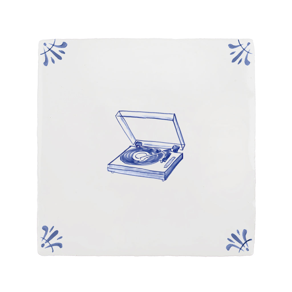 Vinyl Record Player Delft Tile