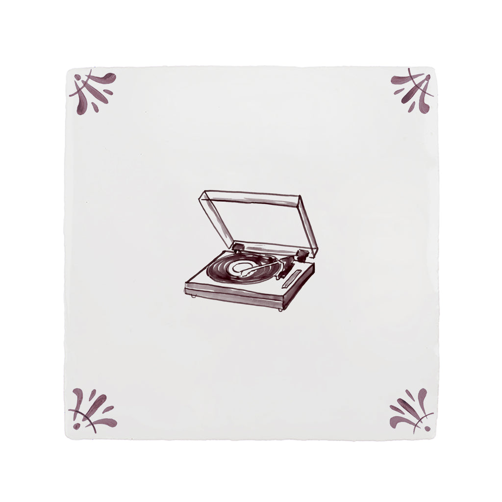 Vinyl Record Player Delft Tile