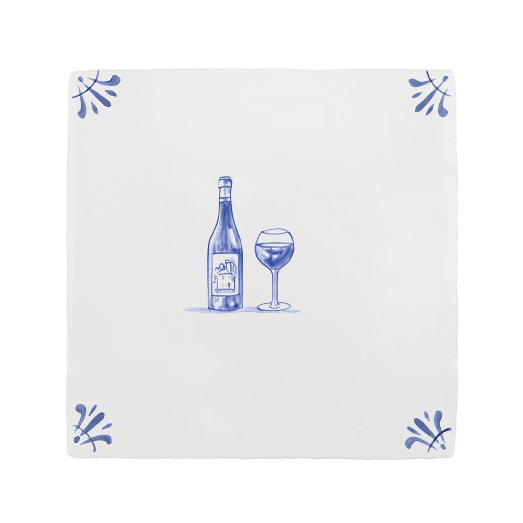 Red Wine Lovers Delft Tile