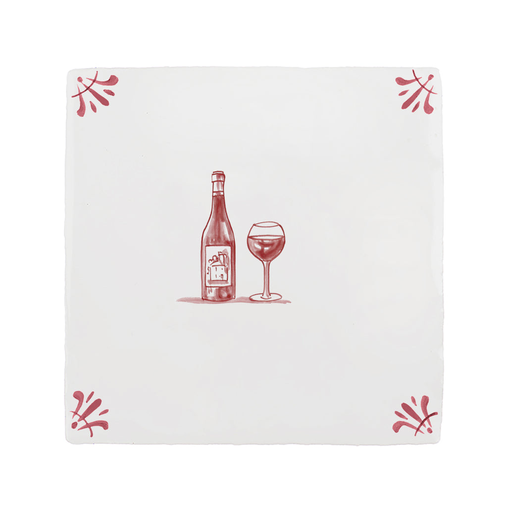 Red Wine Lovers Delft Tile