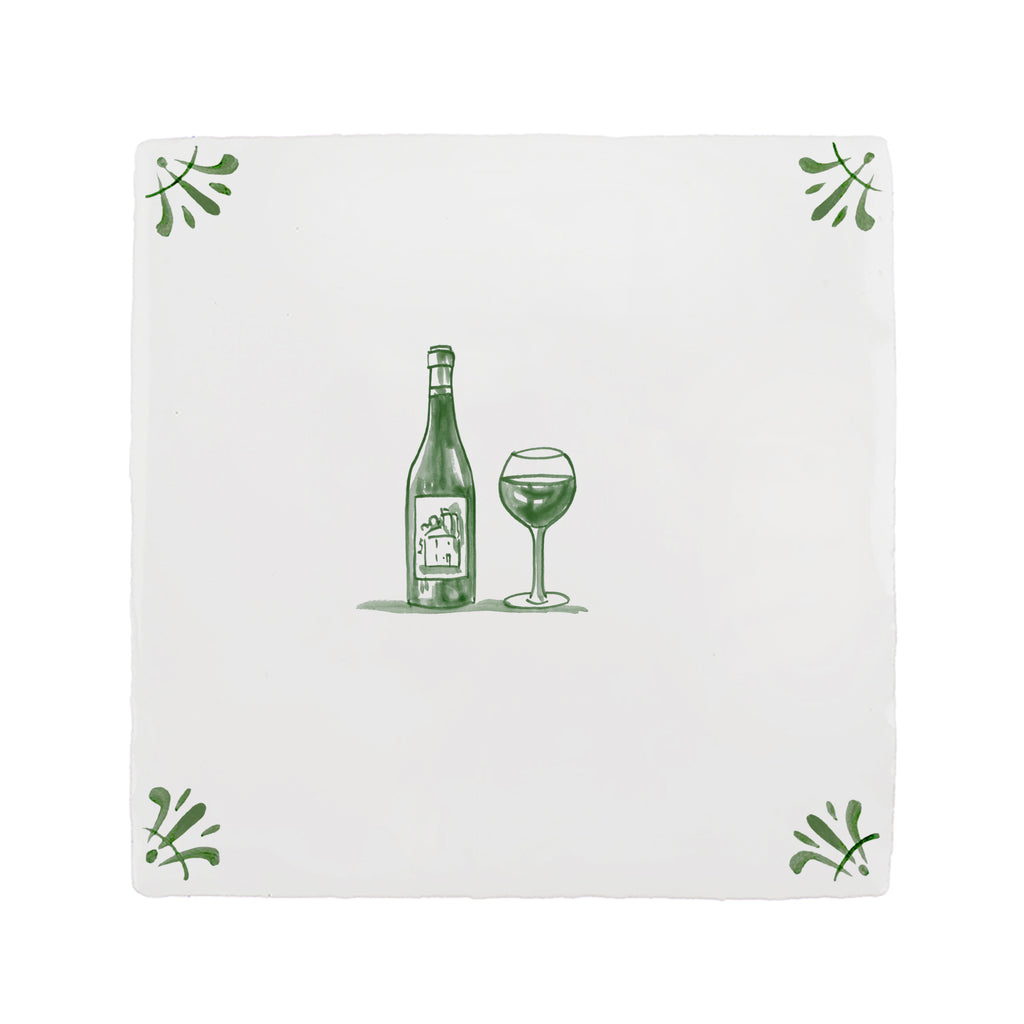 Red Wine Lovers Delft Tile