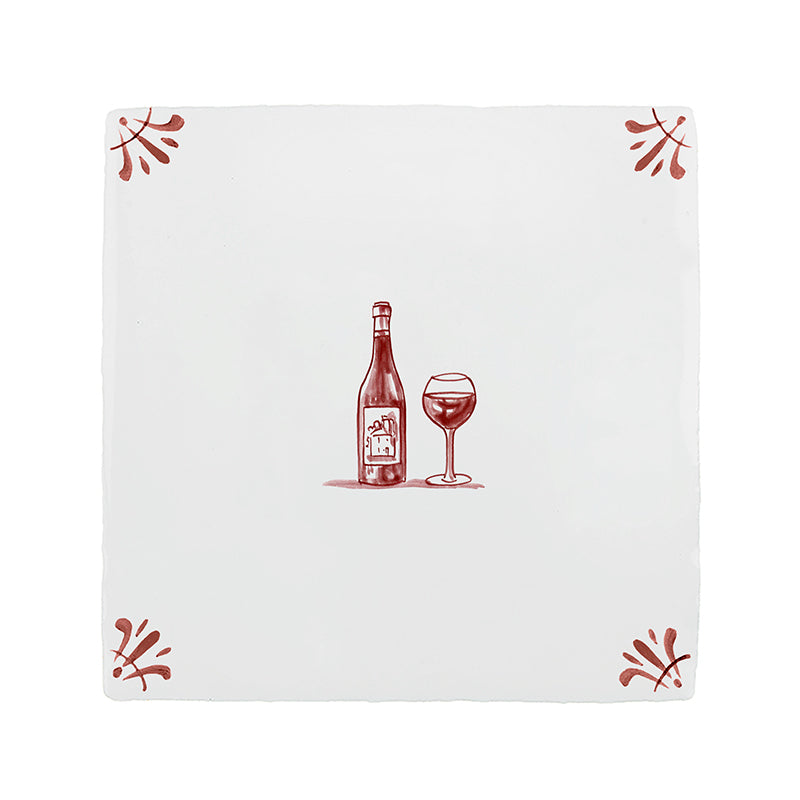 Red Wine Lovers Delft Tile