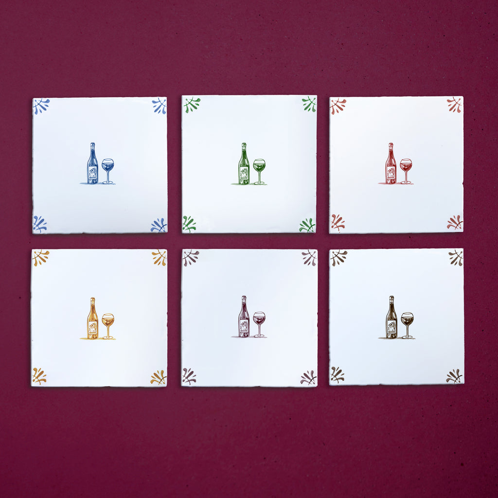 Red Wine Lovers Delft Tile